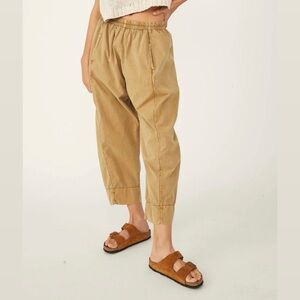 Free People Khaki Tan Drawstring Crop Pants